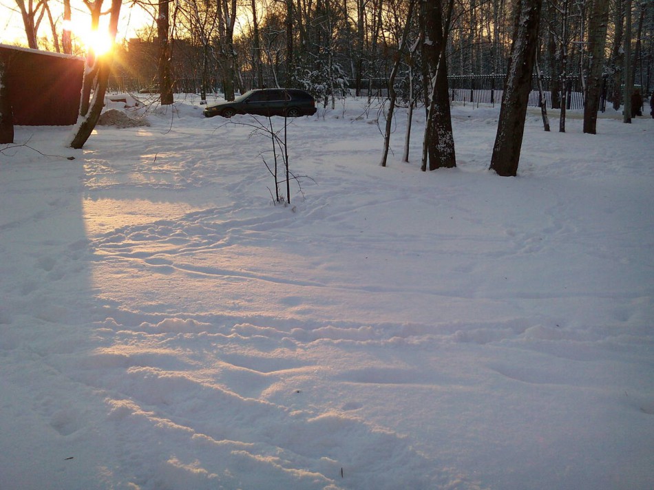 Motorola ZN5: Тестовый снимок зимнего пейзажа на закате
